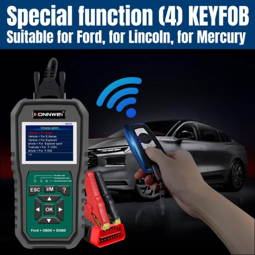 Outil de diagnostic de panne OBD2 pour voiture KONNWEI KW470, écran couleur 2,8 pouces, pour Ford (noir et vert) SK101A648-043