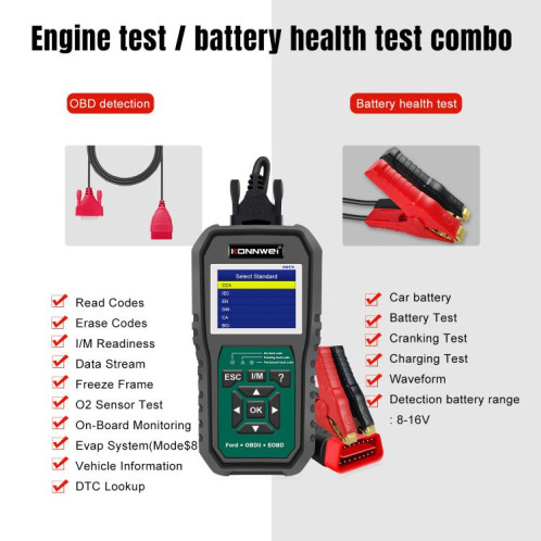 Outil de diagnostic de panne OBD2 pour voiture KONNWEI KW470, écran couleur 2,8 pouces, pour Ford (noir et vert) SK101A648-043