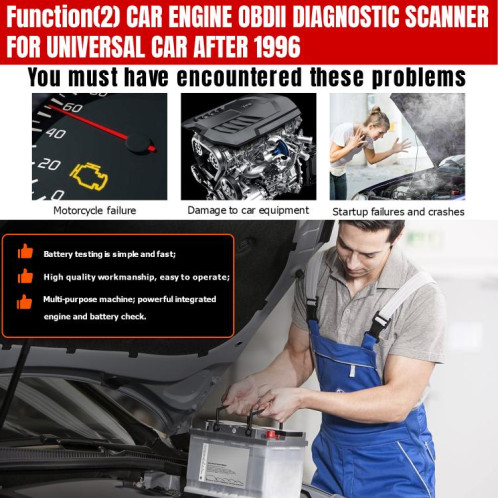 Outil de diagnostic de panne OBD2 pour voiture KONNWEI KW470, écran couleur 2,8 pouces, pour Ford (noir et vert) SK101A648-043