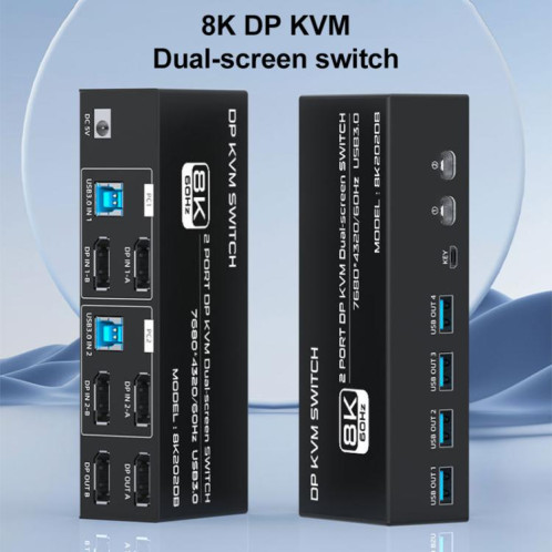 Commutateur KVM FJGEAR FJ-8K202DB 8K 60 Hz DP () SH701B1161-010