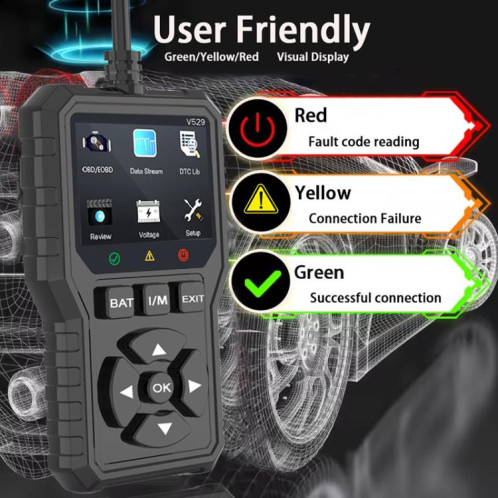 Lecteur de codes d'erreur de moteur de voiture FOXSUR V529 OBD2 (noir) SF201A780-010