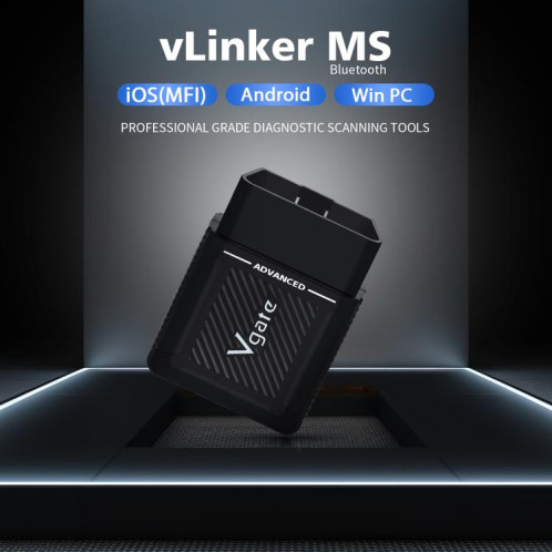 Scanner OBD2 Bluetooth pour voiture Vgate vLinker MS 12 V/24 V (noir) SV801A1745-011