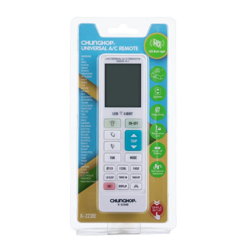 Télécommande universelle pour climatiseur CHUNGHOP K-2238E avec fonction d'apprentissage SC1724287-04