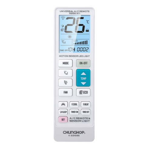 Télécommande universelle pour climatiseur CHUNGHOP K-2268E avec capteur lumineux LED SC1730697-05