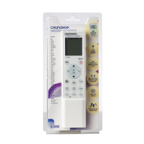 Télécommande universelle pour climatiseur CHUNGHOP K-2098E avec lampe torche et rétroéclairage LCD SC1741243-04