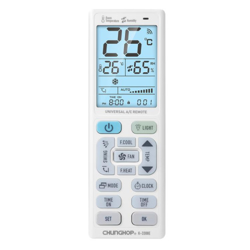 Télécommande universelle pour climatiseur CHUNGHOP K-3308E avec lampe torche et rétroéclairage LCD SC17701875-05