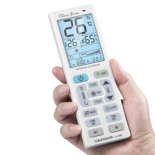 Télécommande universelle pour climatiseur CHUNGHOP K-3308E avec lampe torche et rétroéclairage LCD SC17701875-05