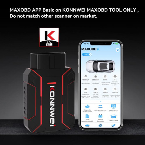 Outil de diagnostic complet KONNWEI MAXOBD pour voiture, lecture de codes OBD2 (noir) SK001A1266-014