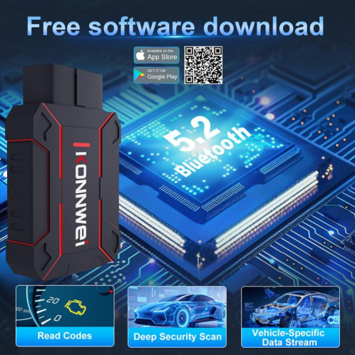 Outil de diagnostic complet KONNWEI MAXOBD pour voiture, lecture de codes OBD2 (noir) SK001A1266-014