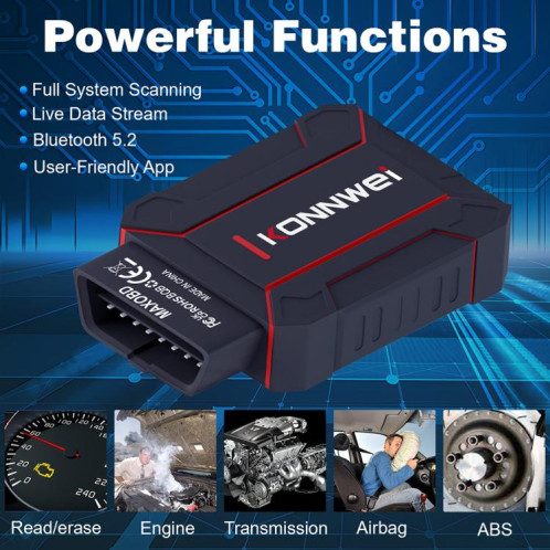 Outil de diagnostic complet KONNWEI MAXOBD pour voiture, lecture de codes OBD2 (noir) SK001A1266-014