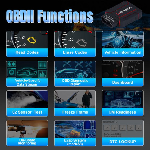 Outil de diagnostic complet KONNWEI MAXOBD pour voiture, lecture de codes OBD2 (noir) SK001A1266-014