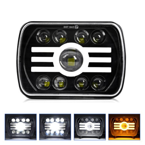 Phare carré modifié Y19 H4 7 pouces pour Jeep Wrangler (noir) SH301A77-08