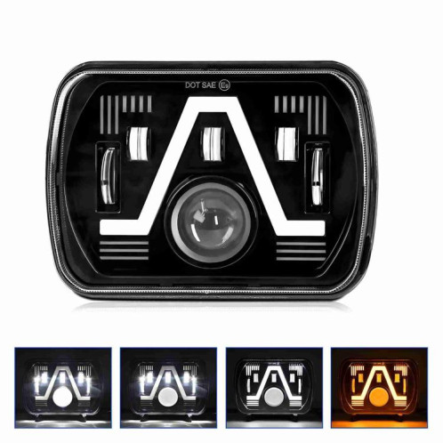 Phare carré modifié Y24 H4 7 pouces style V pour Jeep Wrangler (noir) SH501A1800-09