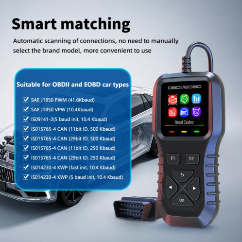 Outil de diagnostic OBDII K1 pour voiture, détecteur intelligent de pannes moteur (gris noir) SH101A365-013