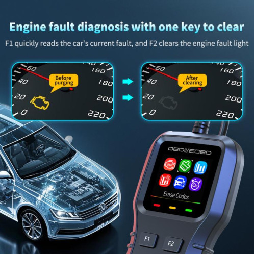 Outil de diagnostic OBDII K1 pour voiture, détecteur intelligent de pannes moteur (gris noir) SH101A365-013