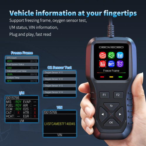 Outil de diagnostic OBDII K1 pour voiture, détecteur intelligent de pannes moteur (gris noir) SH101A365-013