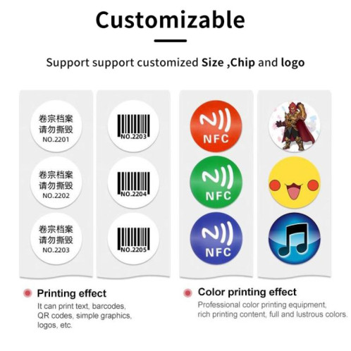 Étiquettes musicales NFC autocollantes avec puce Ntag215, étiquettes RFID, incrustation humide SR180375-08