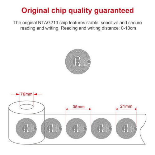 Étiquettes autocollantes NFC avec puce NTAG213 Étiquettes RFID HF Papier couché Rond 25 mm 50 pcs SR6419874-07