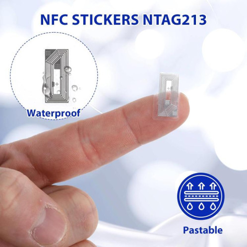 Étiquettes NFC autocollantes avec puce NTAG213 Étiquettes RFID HF Papier couché 10 x 20 mm SR64201273-07