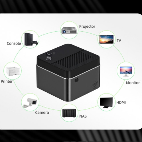Mini PC système GMK NucBox Windows 10, Intel Celeron J4125 Quad Core 64bit 14nm 2GHz-2.7GHz, prise en charge WiFi et Bluetooth et RJ45, 8 Go + 128 Go, SH24011760-029