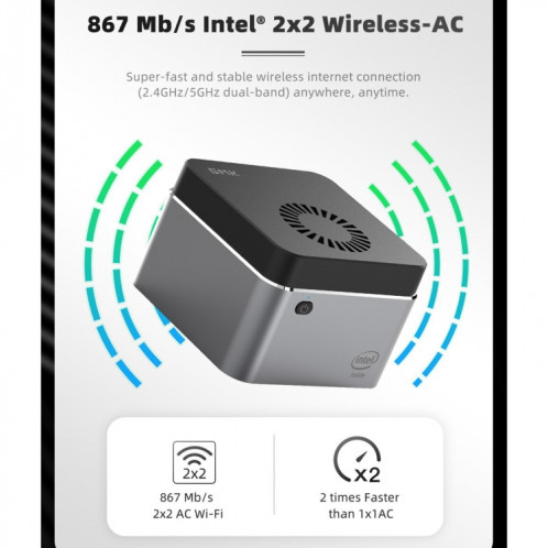 Mini PC système GMK NucBox Windows 10, Intel Celeron J4125 Quad Core 64bit 14nm 2GHz-2.7GHz, prise en charge WiFi et Bluetooth et RJ45, 8 Go + 128 Go, SH24011760-029