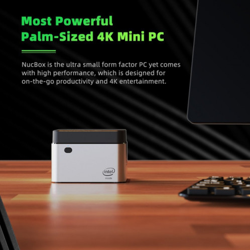 Mini PC système GMK NucBox Windows 10, Intel Celeron J4125 Quad Core 64bit 14nm 2GHz-2.7GHz, prise en charge WiFi et Bluetooth et RJ45, 8 Go + 128 Go, SH24011760-029