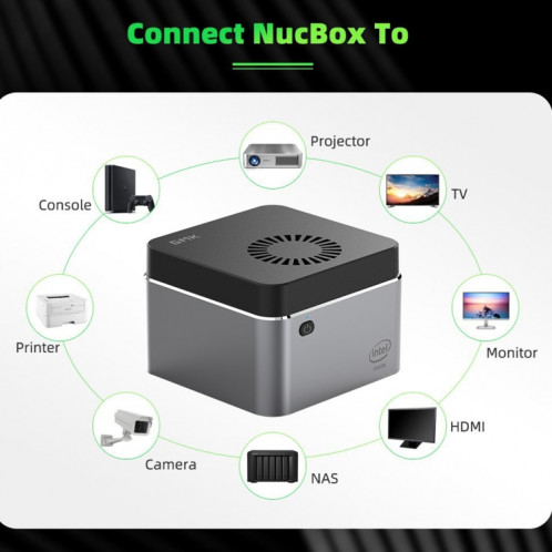 Mini PC système GMK NucBox Windows 10, Intel Celeron J4125 Quad Core 64bit 14nm 2GHz-2.7GHz, prise en charge WiFi et Bluetooth et RJ45, 8 Go + 128 Go, SH24011760-029