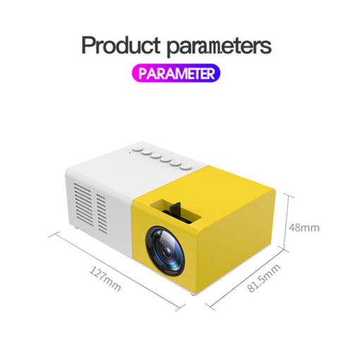 J9 1920x1080P 15 ANSI Mini projecteur numérique HD pour cinéma maison portable, version de base, prise AU (jaune blanc) SH404A762-020