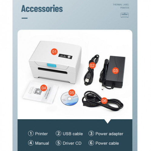 Imprimante d'étiquettes de factures express ZJ-8600 76x130 à papier simple, version USB + Bluetooth, SH63011513-016