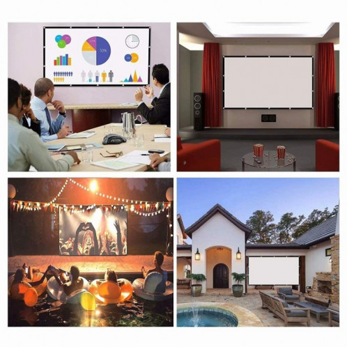 Rideau de film de projecteur en polyester fin pliable simple, taille : 120 pouces (4:3) zone de projection : 240 x 180 cm SH3910197-011