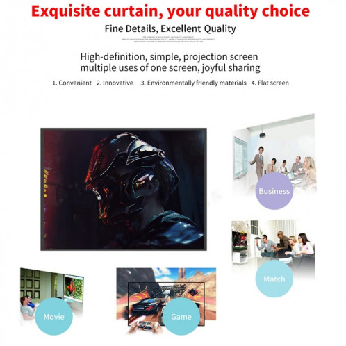 Rideau de film de projecteur en polyester fin pliable simple, taille : 120 pouces (4:3) zone de projection : 240 x 180 cm SH3910197-011