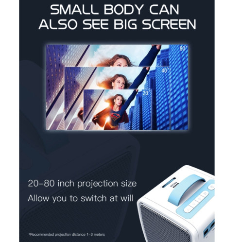 Q2 LED 1080P Mini projecteur portable pour enfants, type de prise: (blanc rose) SH201A1995-013