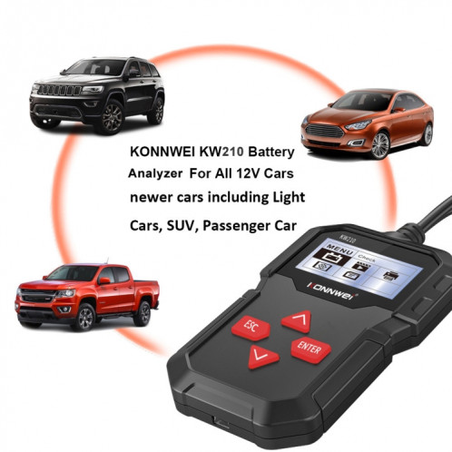 Détecteur de batterie de résistance de capacité de batterie de test de batterie de voiture KONNWEI KW210 SK9473128-017