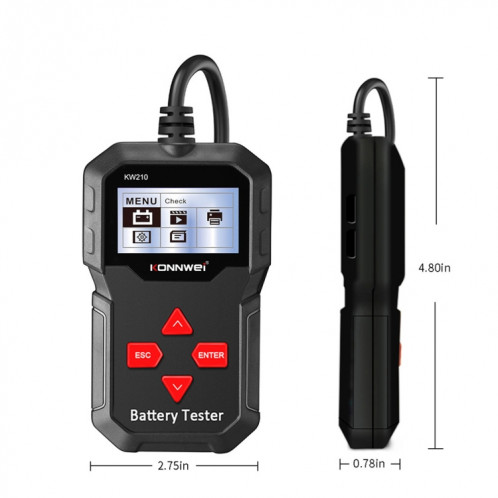 Détecteur de batterie de résistance de capacité de batterie de test de batterie de voiture KONNWEI KW210 SK9473128-017