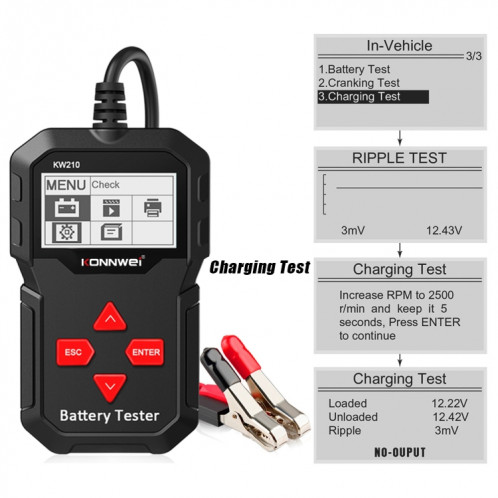 Détecteur de batterie de résistance de capacité de batterie de test de batterie de voiture KONNWEI KW210 SK9473128-017