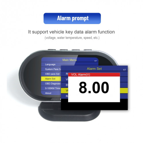 KONNWEI KW206 Scanner de défaut de voiture OBDII / EOBD12V 2 en 1 + moniteur LCD 3,5 pouces SK94751505-017