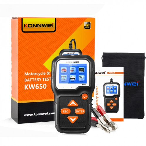 Détecteur de tondeuse à gazon de batterie de moto de voiture KONNWEI KW650 6 V-12 V avec écran couleur 2.4 pouces et graphique de forme d'onde SK94781857-011