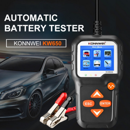 Détecteur de tondeuse à gazon de batterie de moto de voiture KONNWEI KW650 6 V-12 V avec écran couleur 2.4 pouces et graphique de forme d'onde SK94781857-011