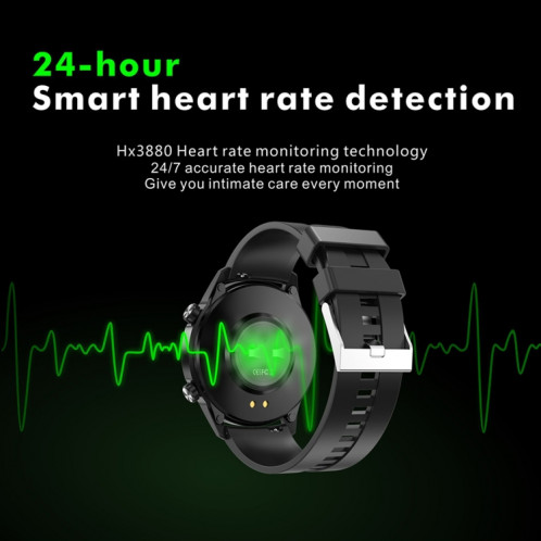 Q88 Montre intelligente Bluetooth à double mode à écran tactile de 1,28 pouce, moniteur de sommeil / moniteur de fréquence cardiaque / surveillance de la pression artérielle (bracelet en silicone noir) SH501A895-016