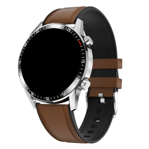 Q88 Montre intelligente Bluetooth à double mode à écran tactile de 1,28 pouces, moniteur de sommeil / moniteur de fréquence cardiaque / surveillance de la pression artérielle (bracelet en cuir marron) SH701A1210-016