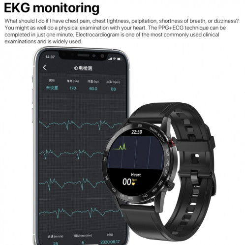 Q88 Montre intelligente Bluetooth à double mode à écran tactile de 1,28 pouces, moniteur de sommeil / moniteur de fréquence cardiaque / surveillance de la pression artérielle (bracelet en cuir noir) SH701B634-020