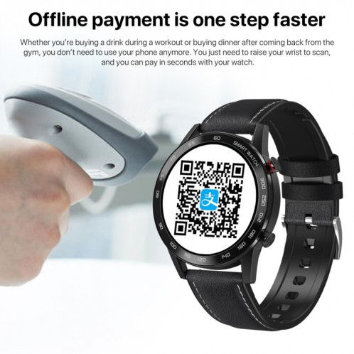 Q88 Montre intelligente Bluetooth à double mode à écran tactile de 1,28 pouces, moniteur de sommeil / moniteur de fréquence cardiaque / surveillance de la pression artérielle (bracelet en cuir noir) SH701B634-020