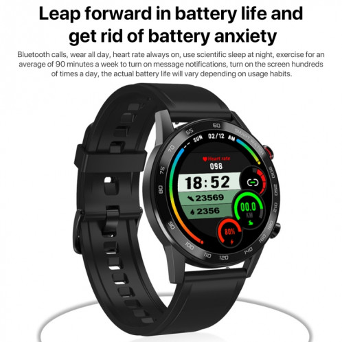 Q88 Montre intelligente Bluetooth à double mode à écran tactile de 1,28 pouces, moniteur de sommeil / moniteur de fréquence cardiaque / surveillance de la pression artérielle (bracelet en cuir noir) SH701B634-020