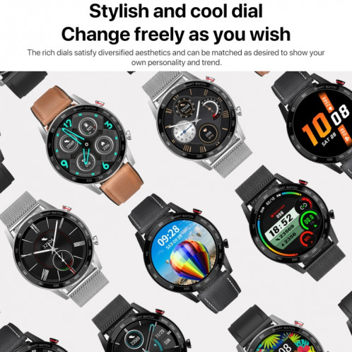 Q88 Montre intelligente Bluetooth à double mode à écran tactile de 1,28 pouces, moniteur de sommeil / moniteur de fréquence cardiaque / surveillance de la pression artérielle (bracelet en cuir noir) SH701B634-020