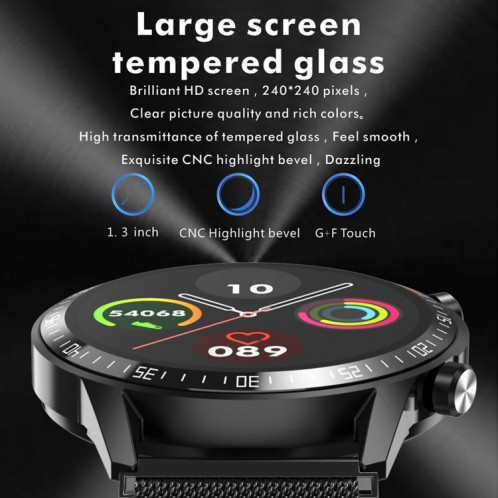 Q88 Montre intelligente Bluetooth à double mode à écran tactile de 1,28 pouces, moniteur de sommeil / moniteur de fréquence cardiaque / surveillance de la pression artérielle (bracelet en cuir marron) SH701A1210-016