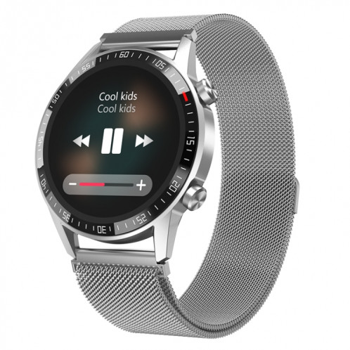 Q88 Montre intelligente Bluetooth à double mode à écran tactile de 1,28 pouces, moniteur de sommeil / moniteur de fréquence cardiaque / surveillance de la pression artérielle (bracelet milanais argenté) SH901B943-016