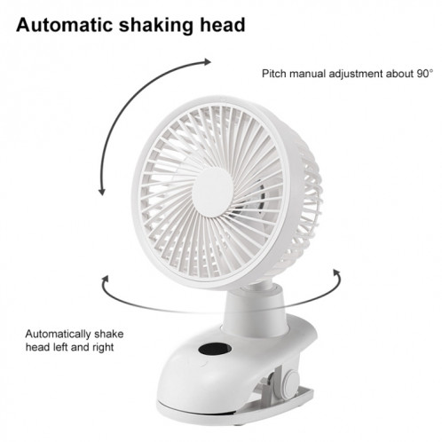 D601Y Portable USB Clip-on Oscillant Petit Ventilateur (Blanc) SH076W251-09