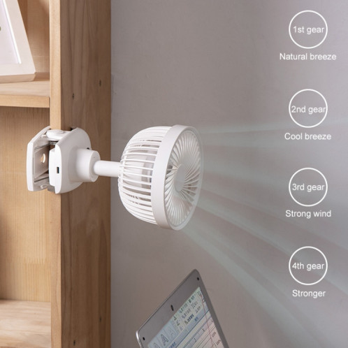 D601Y Portable USB Clip-on Oscillant Petit Ventilateur (Blanc) SH076W251-09