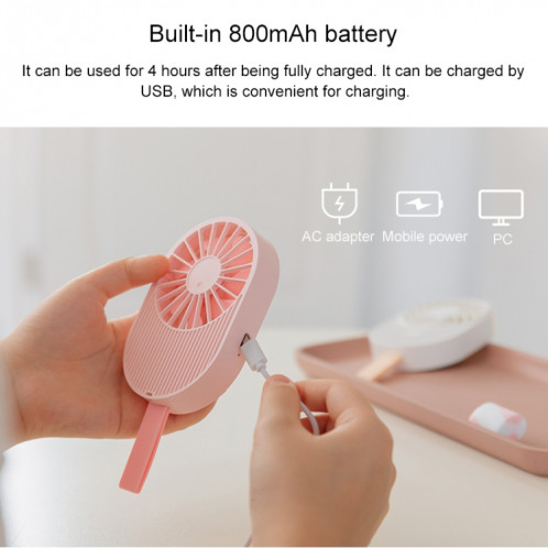 LLD-17 0.7-1.2W Forme De Crème Glacée Portable 2 Contrôle De Vitesse USB Ventilateur De Poche Avec Lanière (Vert) SH166G375-010