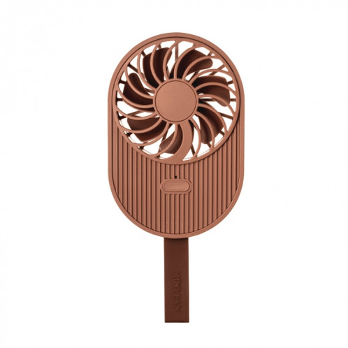LLD-17 0.7-1.2W Forme De Crème Glacée Portable 2 Contrôle De Vitesse USB Ventilateur De Poche Avec Lanière (Marron) SH166Z750-010